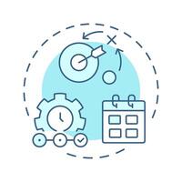 Planning soft blue concept icon. Setting corporate goals for development. Performance management system. Round shape line illustration. Abstract idea. Graphic design. Easy to use in booklet vector