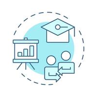 Developing soft blue concept icon. Enhancing employee skills and competencies. Performance management system. Round shape line illustration. Abstract idea. Graphic design. Easy to use in booklet vector
