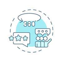 360 degree feedback soft blue concept icon. Employee work evaluation. Performance management tool. Round shape line illustration. Abstract idea. Graphic design. Easy to use in presentation vector