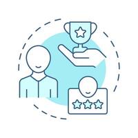Rewarding soft blue concept icon. Compensating employees for contributions. Performance management system. Round shape line illustration. Abstract idea. Graphic design. Easy to use in booklet vector