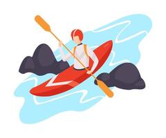 illustration of a character in canoe isolated on a white background. vector