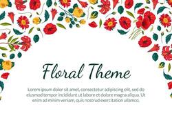 Floral Theme Banner Template with Beautiful Flowers Seamless Pattern and Space for Text, Design Element Can Be Used for Invitation, Poster, Website, Greeting Card Illustration vector
