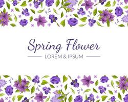 Spring Flowers Banner Template with Floral Pattern, Elegant Design Can Be Used for Invitation, Poster, Website, Greeting Card Illustration vector