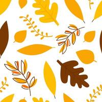 Autumn Leaves of Different Trees Seamless Pattern, Design Element Can Be Used for Fabric Print, Wallpaper, Background Illustration vector