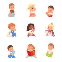 Toddlers in different situations. illustration on a white background. vector