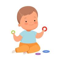 Boy is playing ringlets. illustration on a white background. vector