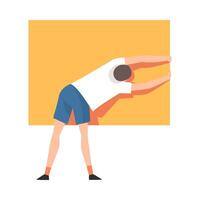 Young Man Organizing Rectangular Geometric Shape, Back View Illustration vector