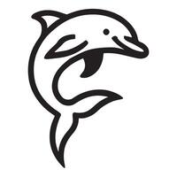 Playful Jumping Dolphin Line Art Illustration vector