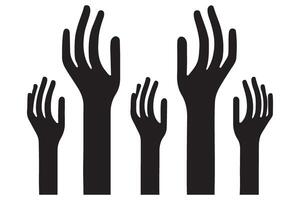 Raised Hands Silhouette Illustration for Unity and Support vector