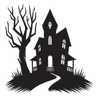 Spooky Haunted House Silhouette Illustration Graphic vector