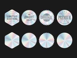 Set of color holographic sticker templates, label with holographic effect shiny colorful emblems stock illustration vector