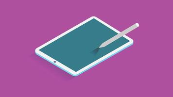 graphic tablet, with the tablet screen displaying a creative design or artwork vector