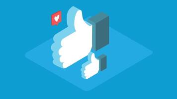 An illustration of a like button isometric design vector