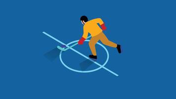 An illustration of a player actively engaged in a game of hockey vector
