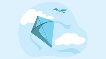 flying a kite in the sky, with the kite soaring high above vector
