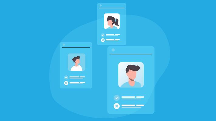 recruitment process, focusing on candidate selection. It may show a recruiter or HR manager reviewing resumes