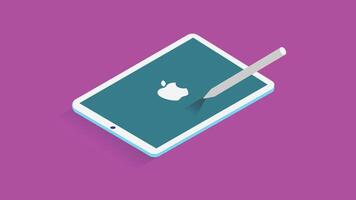 a graphic tablet, with the tablet screen displaying a creative design or artwork vector