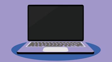 An illustration of a laptop in flat design style, depicted with clean lines and minimalistic features vector