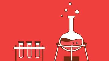 An illustration of chemistry lab equipment, presented in a dynamic duo-tone color scheme vector