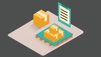 An isometric illustration of logistics and delivery boxes, showcasing a stack or arrangement of packages being prepared for shipping vector