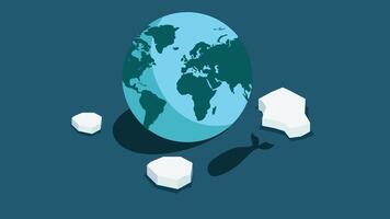 An isometric illustration of Earth, showcasing a three-dimensional perspective with visible continents, oceans, and possibly some cloud formations vector