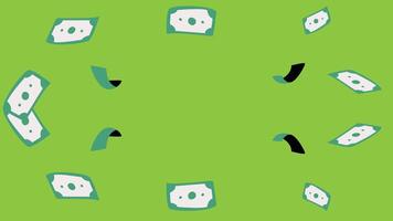 An illustration of money falling and flying around, with bills and coins scattered in mid-air vector