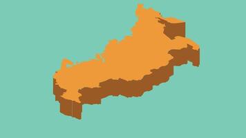 An isometric illustration of a map isolated against a solid background, with clear, geometric lines that give depth and dimension to the map's features vector