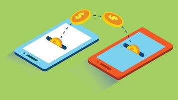 mobile payment, featuring a smartphone with a dollar sign symbol on the screen vector