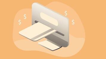 sleek isometric illustration of a credit card, angled to showcase its depth and three-dimensional vector
