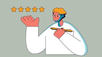 illustration of a rating system with stars, typically showing 5 stars arranged horizontally, a level of feedback vector