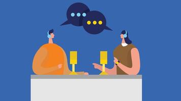 An illustration of podcast session with two people vector