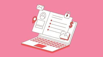 An isometric illustration of a laptop with pop-up windows or notifications on the screen, digital activity or multitasking vector