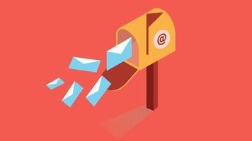 traditional mailbox with an envelope flying out of it, the act of sending a message or communication vector