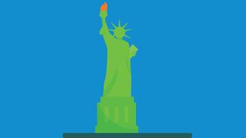 flat design illustration of the Statue of Liberty, featuring clean lines and vibrant colors. The statue is depicted in a simplified, stylized form vector