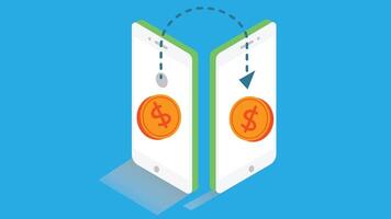 illustration symbolizing online money transfer, featuring elements such as a digital wallet, a currency symbol vector