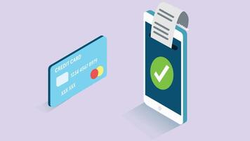 illustration of a mobile phone screen displaying a shopping payment vector