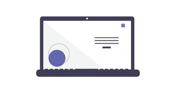 A laptop screen with a duo-tone color scheme is depicted in an isolated graphic, showcasing a minimalist and modern design vector