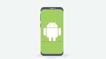 An Android mobile device screen is isolated, showcasing its display, interface, and sleek design vector