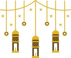 Ramadan Hanging Lantern Icon on White Background. vector
