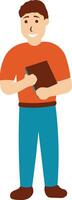 Student Character Illustration with Simple Cartoon Design. vector