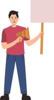People Holding Banner with Cartoon Design and Shape. vector