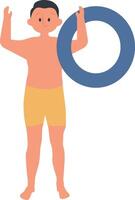 Man Summer Beach with Rubber Ring vector