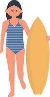 Summer Beach People with Surfboard vector