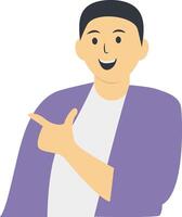Excited Person Character on White Background. vector