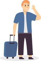 Traveler Character with Cartoon Design Concept. vector