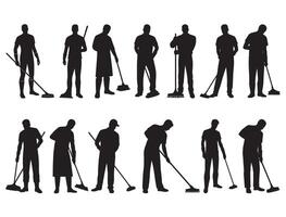 Cleaner silhouette white background vector