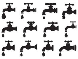 Dripping faucet silhouette white background vector