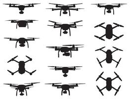 Drone silhouette white background vector