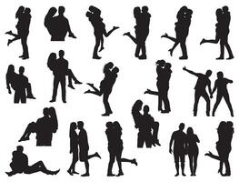 Couples silhouette white background vector