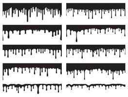 Dripping borders silhouette white background vector